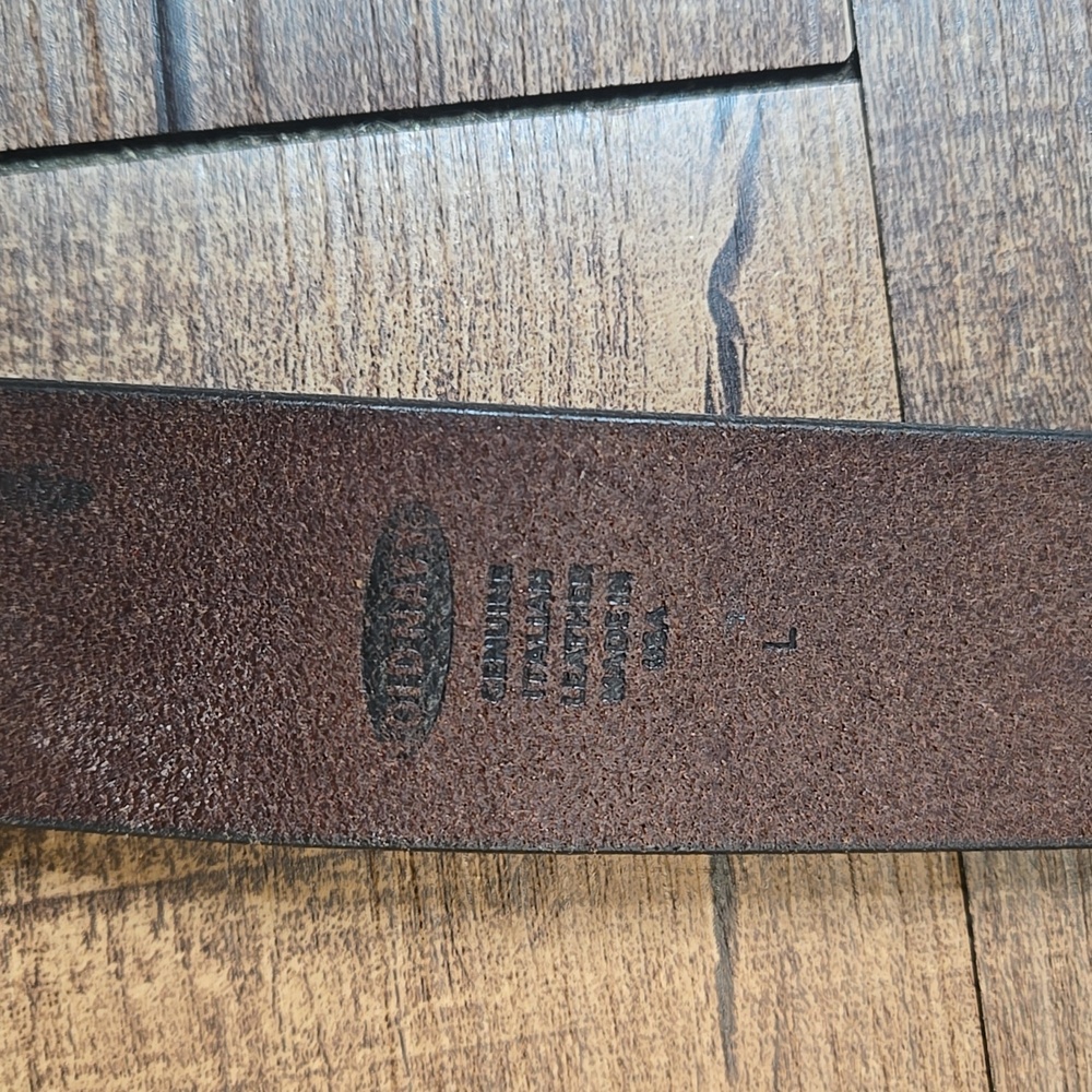 Old Navy Genuine Italian Leather Belt Brown with Brass Double-Prong Buckle Large - Picture 5 of 5